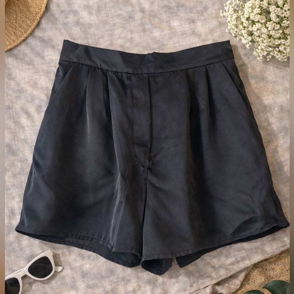 H&M Black Satin Like Shorts
